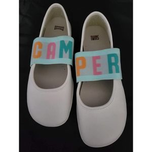 CAMPER Girls Kids White Leather Ballet Casual Flats Shoes Size EU 34